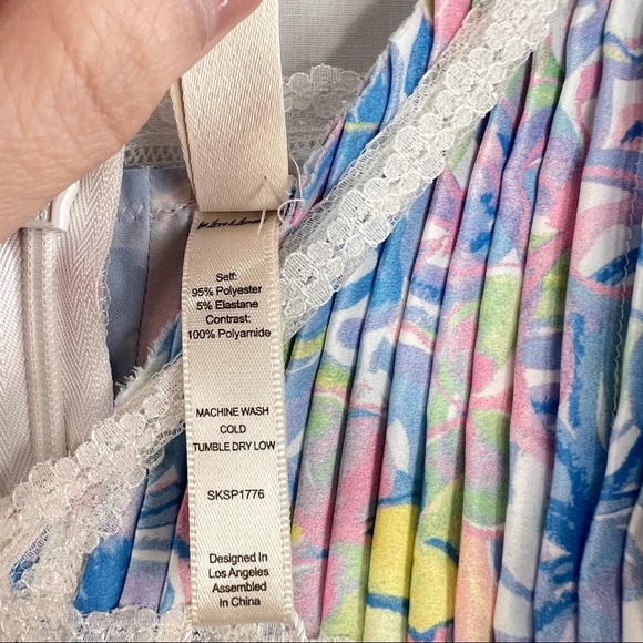 For Love & Lemons Sun Dress Sz XL Blue Floral Midsummer Flutter Straps Retro NWT - Picture 13 of 13